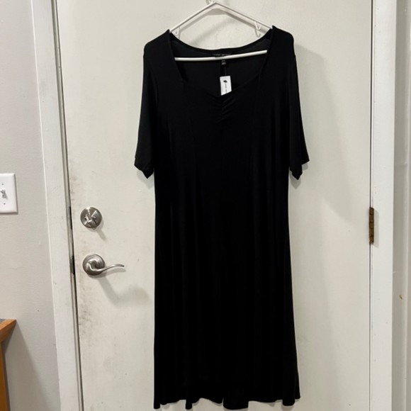 Lane Bryant Womens Black Rayon Spandex Blend Short Sleeve Midi Dress Size 14/16 - Picture 6 of 14